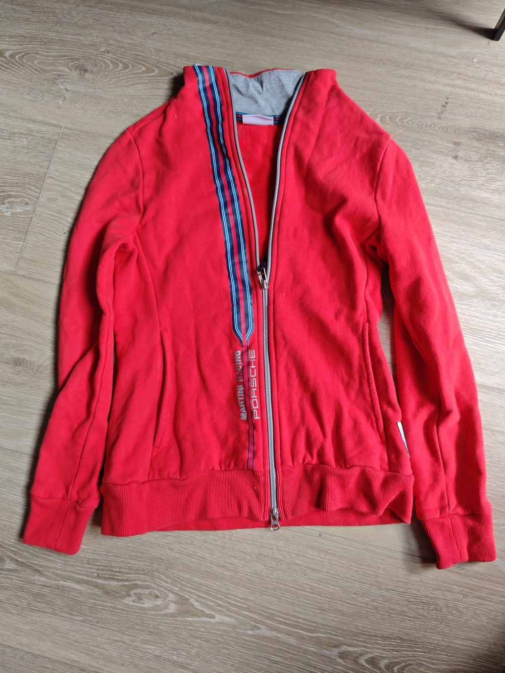 Porsche Martini Racing Red Zip-Up Hoodie with Striped Trim
